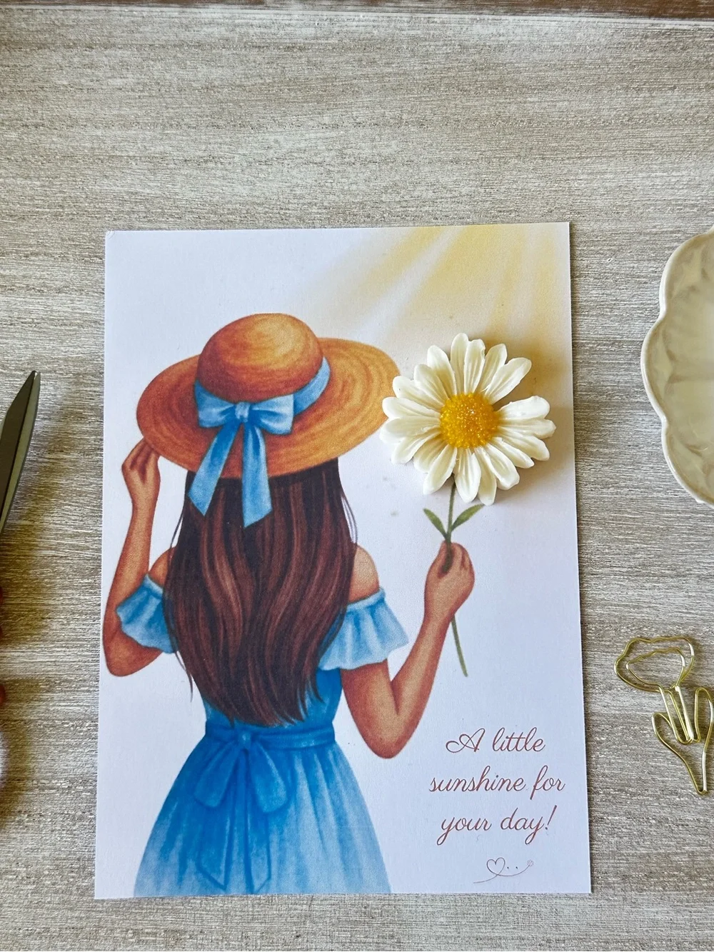 Handmade Daisy Soap Card, Botanical Watercolor Art, Gift For Her